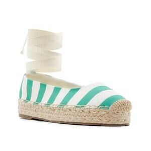 NEW Draper James Green Striped Georgia Platform Tie Up Picnic Espadrille 9